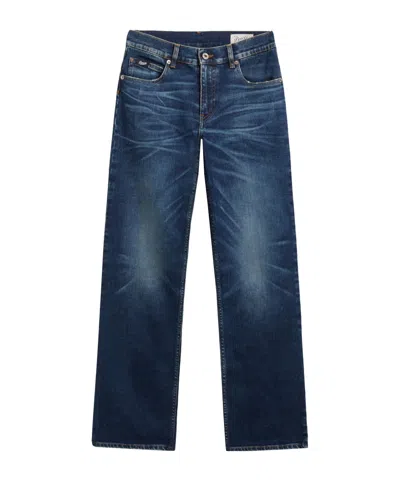 Pence Whiskering-effect Jeans In Blue