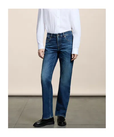 Pence Whiskering-effect Jeans In Blue