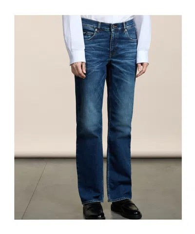 Pence Whiskering-effect Jeans In Blue