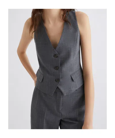 Marella Wool-blend Gilet In Gray