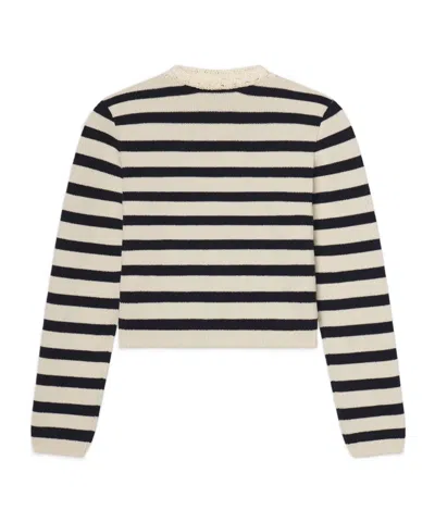 Frame Womens Harbor Stripe-print Knitted Cotton-blend Cardigan Navy Multi In Multi