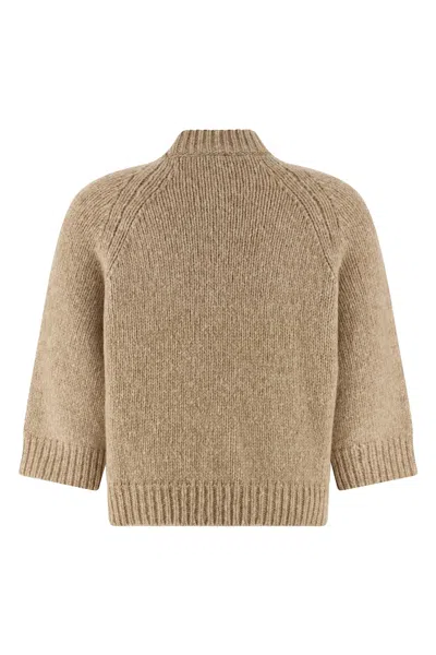 Peserico Diamond Pattern Knit Sweater With Raglan Sleeves In Brown