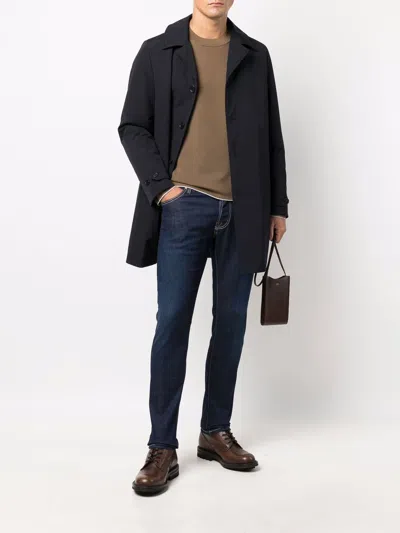 Aspesi Button-fastening Coat In Blue