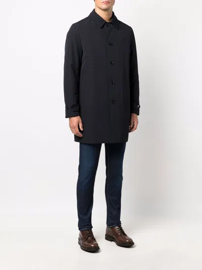 Aspesi Button-fastening Coat In Blue