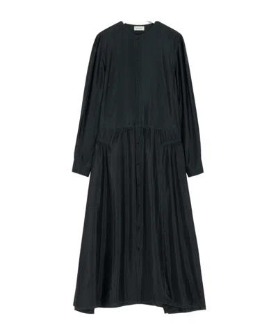 Lemaire Gathered Buttoned Dress In Black