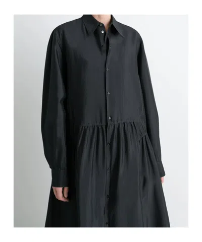 Lemaire Gathered Buttoned Dress In Black
