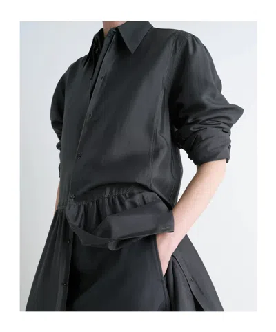 Lemaire Gathered Buttoned Dress In Black