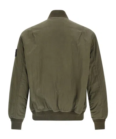 Stone Island Long-sleeved Bomber Jacket In Green