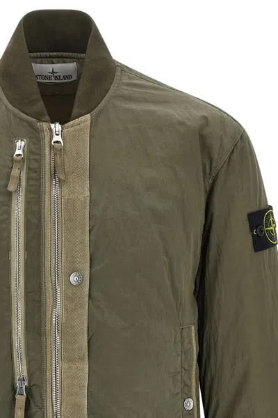 Stone Island Long-sleeved Bomber Jacket In Green