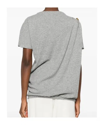 Fabiana Filippi Asymmetric Crewneck Knitwear Gold Embellishment In Gray