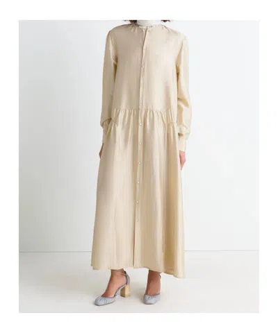 Lemaire Gathered Buttoned Maxi Dress In White