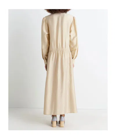 Lemaire Gathered Buttoned Maxi Dress In White