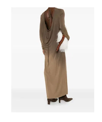 Uma Wang Long-sleeved Maxi Dress In Brown