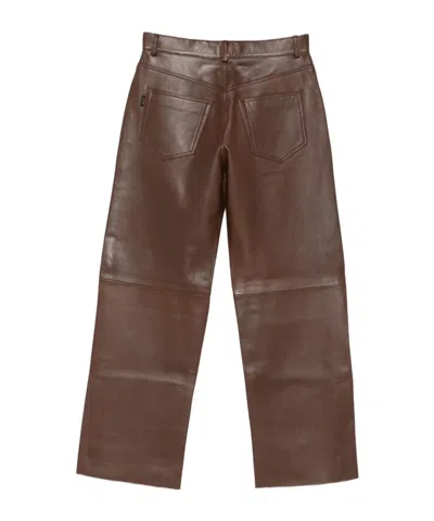 Haikure Five-pocket Leather Pants In Brown
