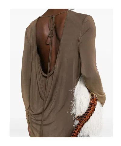 Uma Wang Long-sleeved Maxi Dress In Brown