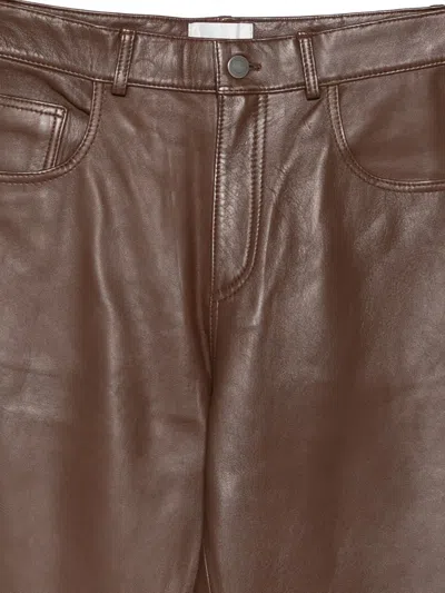 Haikure Five-pocket Leather Pants In Brown