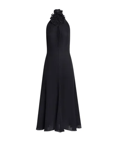 Alaïa Womens Alaia High-neck Flower Woven Midi Dress In Black