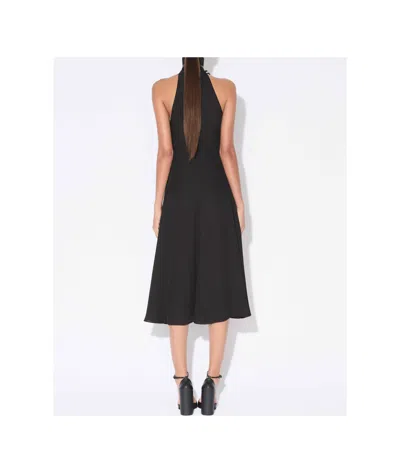 Alaïa Womens Alaia High-neck Flower Woven Midi Dress In Black