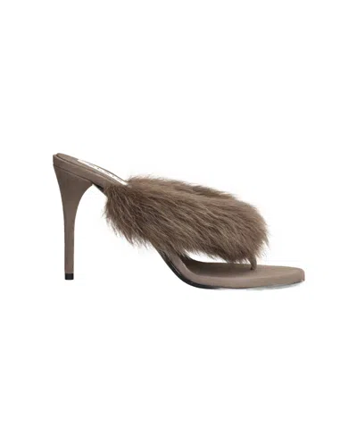 Alaïa Alaia Boudoir 90 Shearling-trimmed Suede Mules In Brown