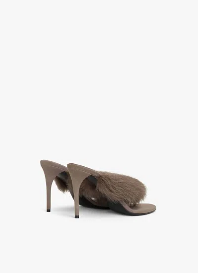 Alaïa Alaia Boudoir 90 Shearling-trimmed Suede Mules In Brown
