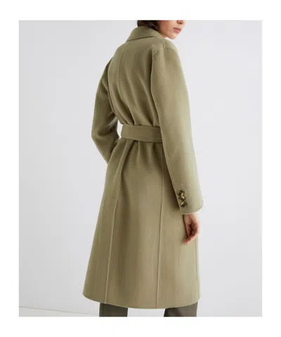 Marella Ara Double-breasted Belted Coat In Green