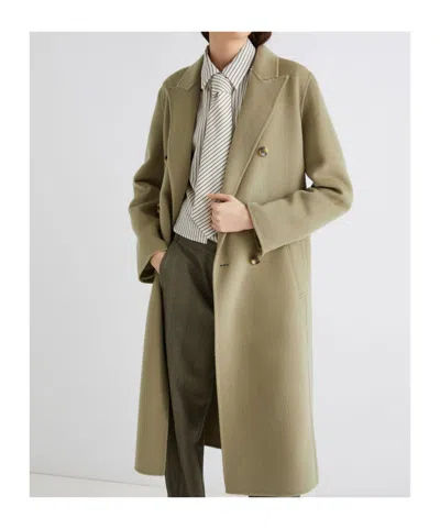 Marella Ara Double-breasted Belted Coat In Green