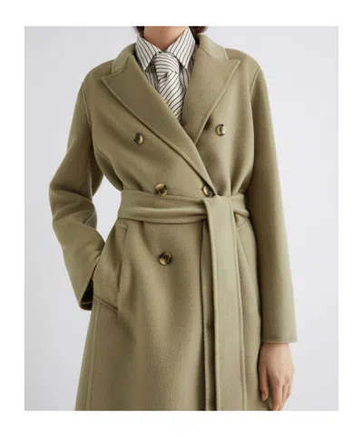 Marella Ara Double-breasted Belted Coat In Green