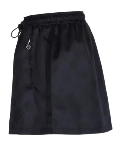 Casablanca Drawstring Patterned Mini Skirt In Black