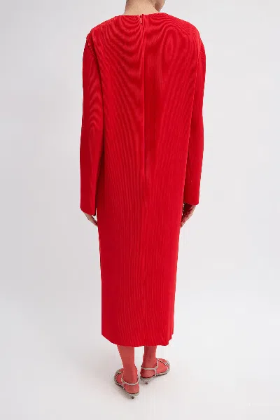 Tibi Plissé Midi Dress In Red In Red