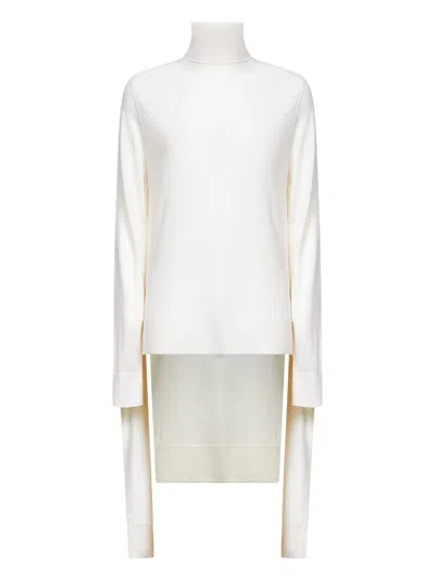 Totême Ivory Wool And Silk Double-sleeve Turtleneck Sweater In White