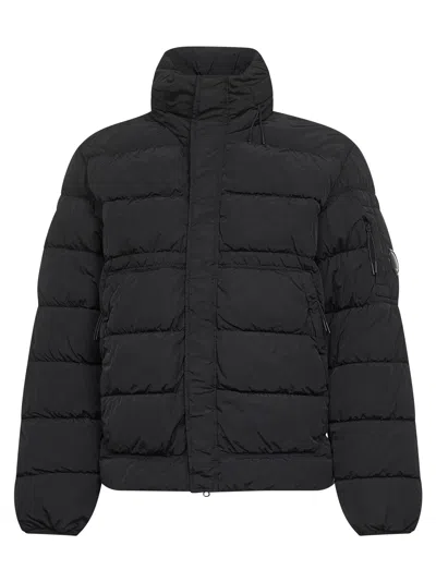 C.p. Company Black Chrome-r Hooded Down Jacket In Black
