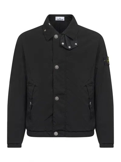 Stone Island Versatile Utility Jacket Adjustable Features In Black