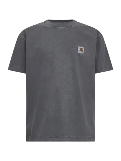 Carhartt Nelson Logo-patch Crewneck T-shirt In Gray