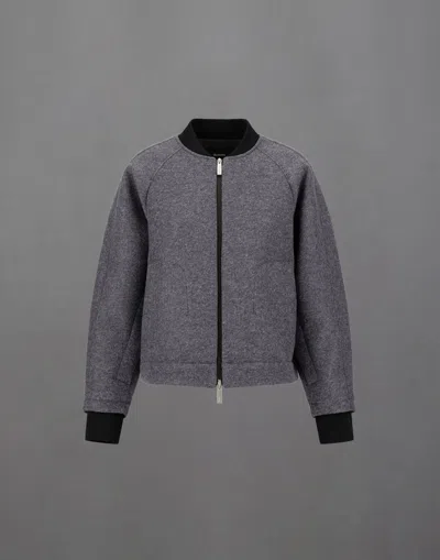 Herno Laminar Technical Wool And Extra Light Stretch Padded Bomber Jacket In Gray