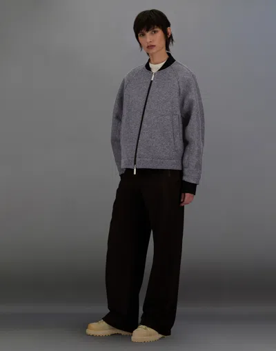 Herno Laminar Technical Wool And Extra Light Stretch Padded Bomber Jacket In Gray