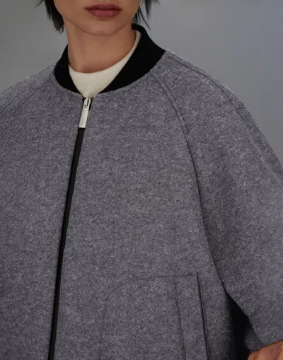 Herno Laminar Technical Wool And Extra Light Stretch Padded Bomber Jacket In Gray