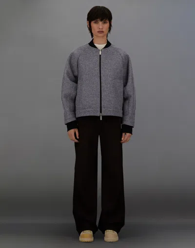 Herno Laminar Technical Wool And Extra Light Stretch Padded Bomber Jacket In Gray