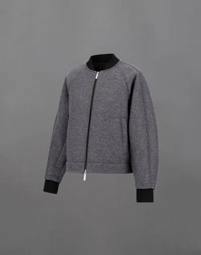 Herno Laminar Technical Wool And Extra Light Stretch Padded Bomber Jacket In Gray