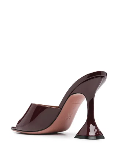Amina Muaddi Womens Wine Lupita 70 Flared-heel Patent-leather Heeled Mules