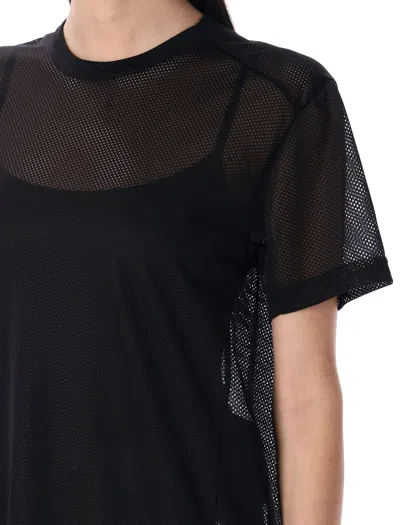 Comme Des Garçons Asymmetric Nylon Mesh T-shirt In Black