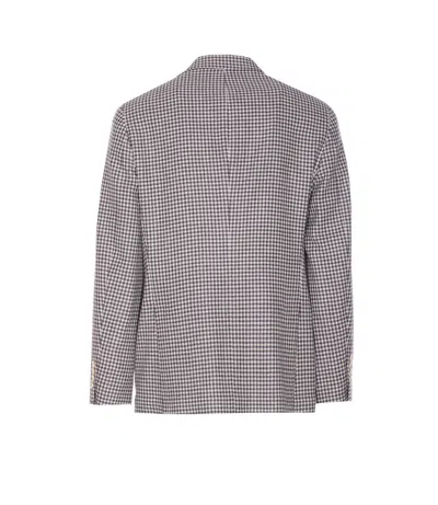Brunello Cucinelli Houndstooth Check Long Sleeve Jacket In Gray