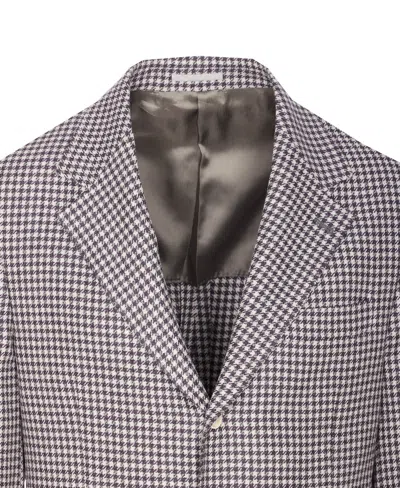 Brunello Cucinelli Houndstooth Check Long Sleeve Jacket In Gray