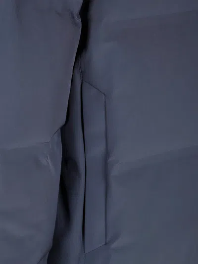 Herno Streamlined Down Jacket With High Collar And Hood In Blue