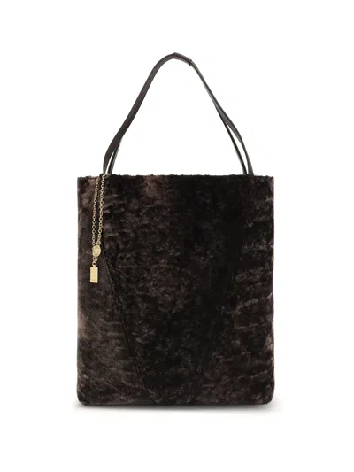 Chloé Chloe Women Dark Brown Shearling Large Chloã¨ Spin Shopping Bag