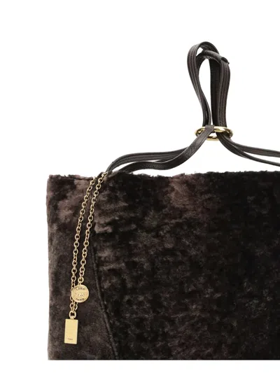 Chloé Chloe Women Dark Brown Shearling Large Chloã¨ Spin Shopping Bag