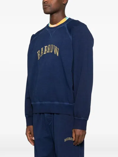 Barrow Logo-print Crew-neck Sweatshirt In Blue