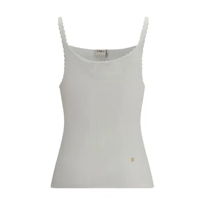 Chloé Women Cotton Tank Top In Gray