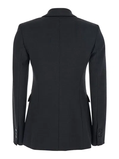 Rame Grey Double-breasted Jacket With Peak Revers In Viscose Blend Stretch Woman In Gray