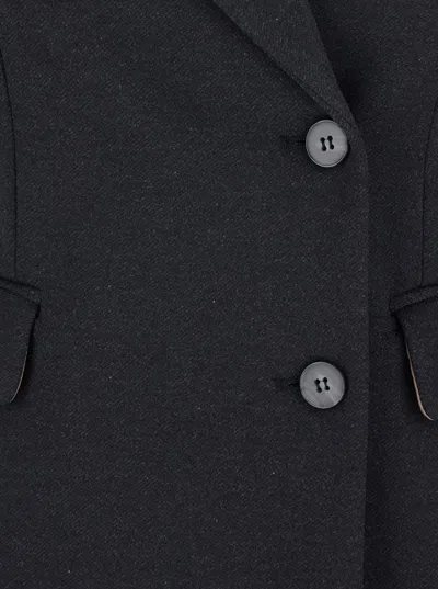 Rame Grey Double-breasted Jacket With Peak Revers In Viscose Blend Stretch Woman In Gray