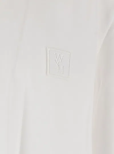 Wooyoungmi White Crewneck T-shirt With Logo Patch On The Front And Floral Motif On The Rear In Cotton Man In White